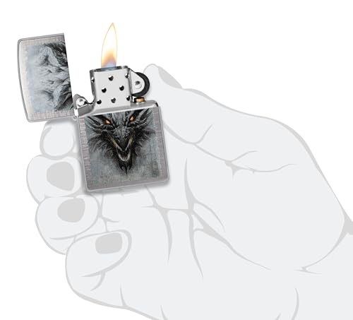 Image of Zippo Dragon Windproof Lighter - Fierce Mythical Creature Design, Matte Finish, Refillable