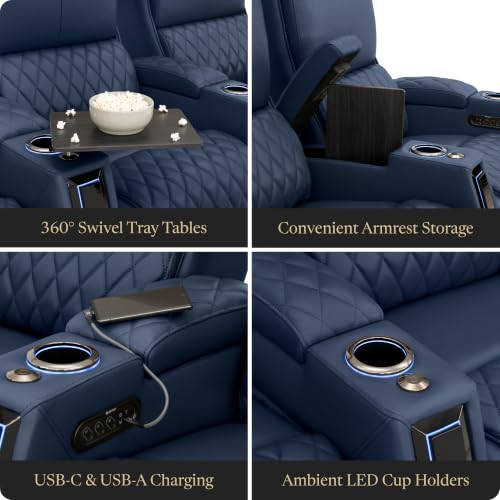 Image of Seatcraft Apex Home Theater Seating Navy Blue Single Recliner
