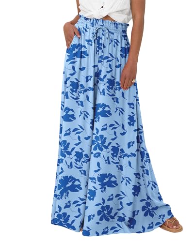 BTFBM Wide-Leg Palazzo Pants (Print Blue)