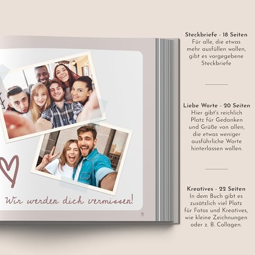 Abschiedsbuch Es war schön mit dir zum Ausfüllen & Gestalten als Abschiedsgeschenk für Kollegen/Kollegin bei Jobwechsel, Rente -108 Seiten - von Sophies Kartenwelt