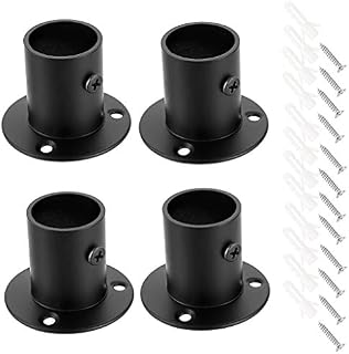 Sumnacon 4 pcs Curtain Pole Holders Rail Support bracket Rod Socket Flange Set Stainless Steel Closet Rod End Supports for Closet Curtain(Black)