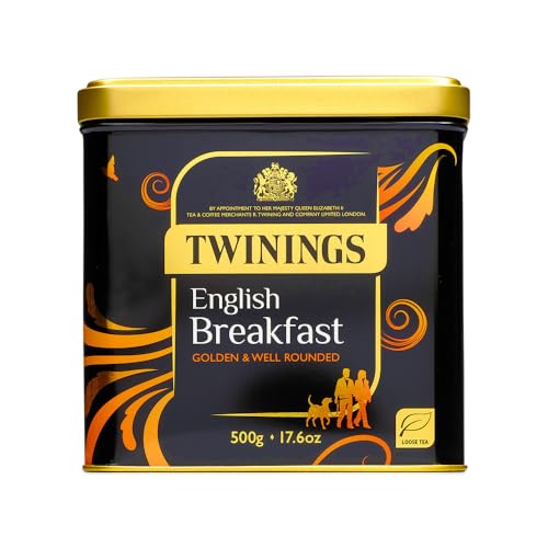 Twinings English Breakfast Loose Leaf Black Tea, 17.64 Ounce (500g) Tin, Caffeinated, Enjoy Hot or Iced