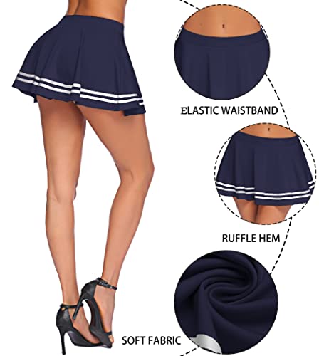 Image of Women's Babydoll Flirty Layered Ruffle Pleated Sexy Naughty Lingerie Mini Skirts for Special Romentic Moments