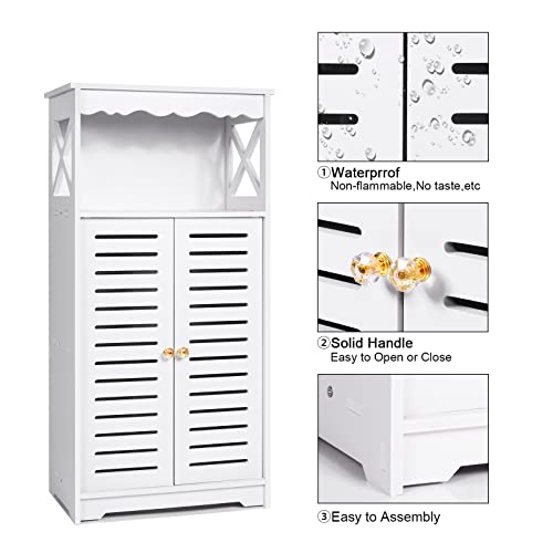 Waterproof Bathroom Storage Cabinets,White Floor Free Standing Cabinet,Storage Furniture for Bedroom Kitchen Hallway,Cupboard Unit with Daily use Layer,75x24x34cm - Image 6