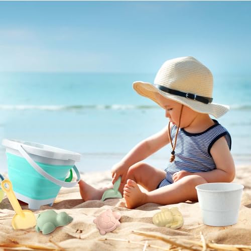 MOKIDO 11 Stück Sandspielzeug Strandspielzeug Kinder, Sandkasten Spielzeug mit Faltbarer Eimer, Sandspielzeug Set, Schaufel, Sandförmchen, Gartenspielzeug ab 1 2 3 4 5 Jahre Mädchen Junge Geschenke
