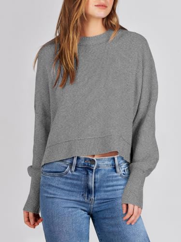 Image of ANRABESS Cropped Sweaters for Women Long Sleeve Oversized Fall Outfits