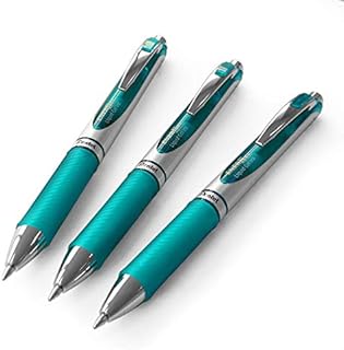 Pentel EnerGel XM BL77 - Retractable Liquid Gel Ink Pen - 0.7mm - 54% Recycled - Turquoise - Pack of 3