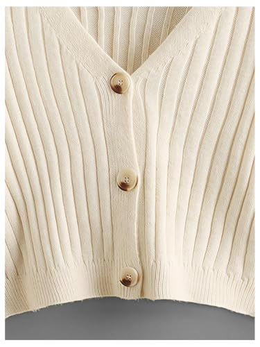 Image of SweatyRocks Women's Long Sleeve Button Front V Neck Soft Cardigan Sweaters
