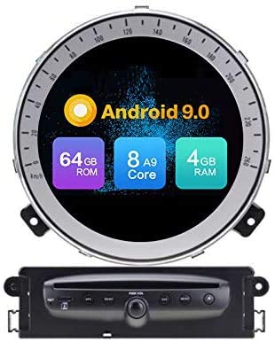 LINGJIE para BMW Mini Cooper R56 Android 9.0 Sat Nav Headunit WiFi USB Carplay Mirror Link 9 Pulgadas Coche estéreo GPS navegación Cover