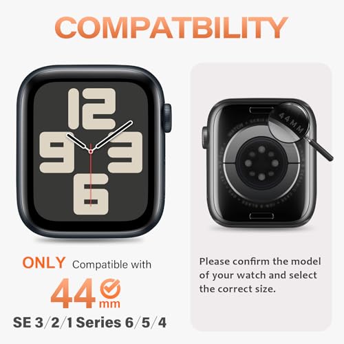 Amizee Metal Case Compatible with Apple Watch SE 3/2/1 Series 6/5/4 44mm with Back Cover, Rugged Protective Bumper Cover for iWatch 44mm, Black - Image 5