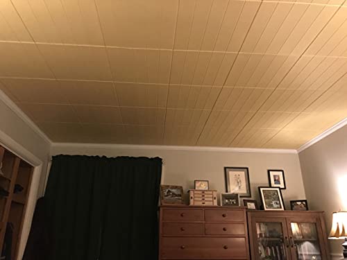À LA MAISON CEILINGS R104 Bead Board Foam Glue-up Ceiling Tile (384 sq. ft./Case), Pack of 144, Plain White