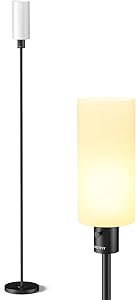 VEYFIY Floor Lamp, Lamps for Bedroom and Living Room, Modern Standing Light with Glass Lampshade, Industrial 68 inches Tall Lamp with E26 Socket, Light for Work, Reading, Black (Bulb Not Included)