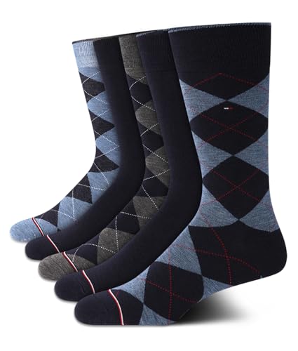 Tommy Hilfiger Mens Dress Socks - 5 Pairs Lightweight Comfort Fabric Reinforced Heel Crew Sock - Dress Socks for Men (7-12)