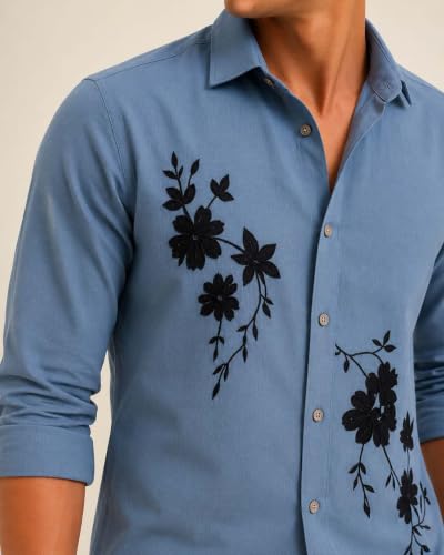 Image of Lymio Men Shirt | Premium Embroidered Shirt for Men | Long Sleeve Slim Fit Casual Shirts for Men | Trendy Wedding & Festive Ready (Packs Also Available) (01-04)