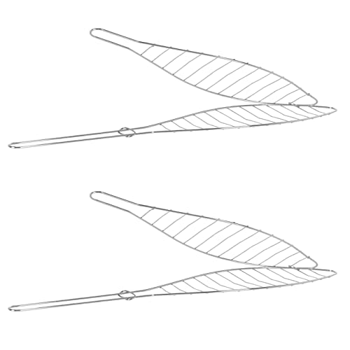 HAC24 2X Edelstahl BBQ Fischbräter 42 x 9 cm Fischgriller Fischzange Fischhalter Fischgitter Fischwender Fisch Mais Grillkorb