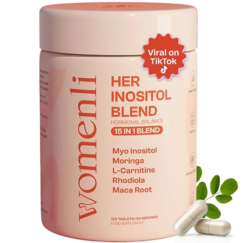 Her Inositol Blend - Myo-Inositol PCOS Supplement 15-in-1 Formula with Folic Acid Moringa CoQ10 L-Carnitine Dandelion Root & Rhodiola - 120 Vegan Capsules for Hormone Balance & Ovulation