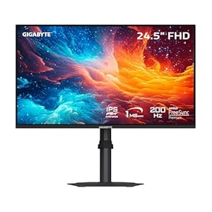 GIGABYTE – Monitor para juegos G25F2-24.5″ SuperSpeed IPS – FHD 1920×1080-200Hz – 1ms GTG – AMD FreeSync Premium – HDMI, DP – Altura e inclinación ajustable – Negro
