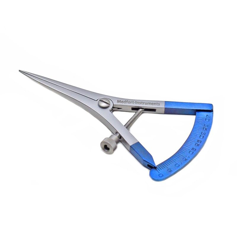 Professional Castroviejo Caliper, Surgical Grade Steel, 8cm Length with 40mm Measuring Range, Blue Scale Medical Instrument
