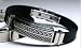Classic Pattern Men Stainless Steel Rubber Bangle Bracelet Black Silver
