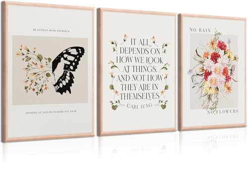 VVL 3Pcs Inspirational Quotes Wall Art for Office Mental Health Wall Art Motivation Painting Picture Wall Decor for School Office Treatment Room Home Decoration Unframed
