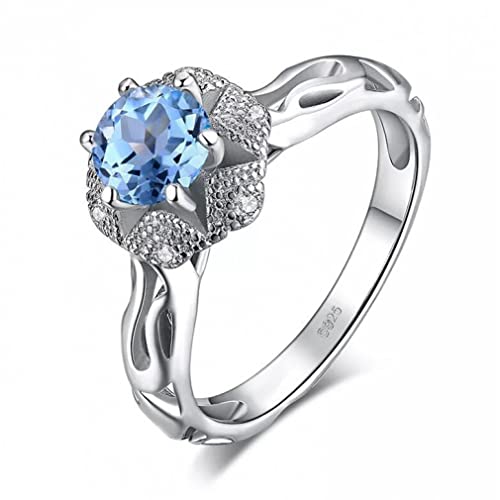 Bague argent 925 et topaze bleue - Cadeau d'anniversaire mémorable pour femme