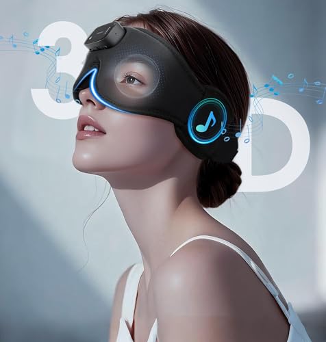 Sleep Mask with Headphones Bluetooth 5.4-3D Zero-Pressure Design AHUIARGY Adjustable Sleep Headphones 100% Light Blocking Sleep Headphones with White Noise Sounds Comfortable（Raven） — view 6