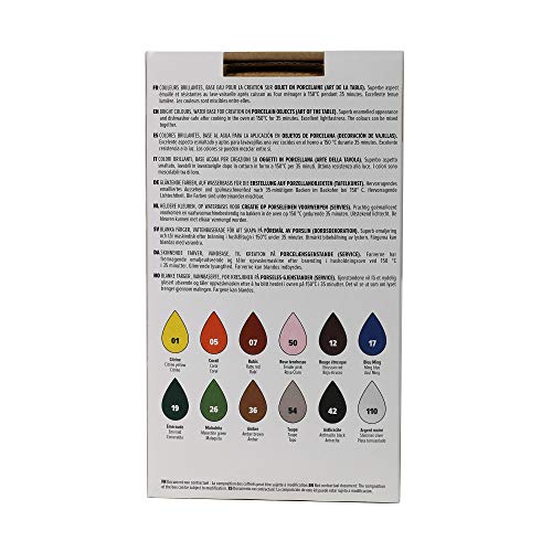 Pebeo Porcelaine 150 China Paint Exploration Set # 2- Set of 6 (Colors may vary), DIY Arts & Crafts Supplies, Heat-Resistant Finish, Microwave & Dishwasher Safe Formula, 20 ml Bottles (757472), 0.6 Fl Oz (Pack of 12)