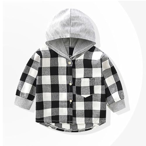 Boys Girls Casual Flannel Plaid Hoodies Button Down Shirts Long Sleeve Cute Lightweight Jacket Outerwear for 2-13 Years3