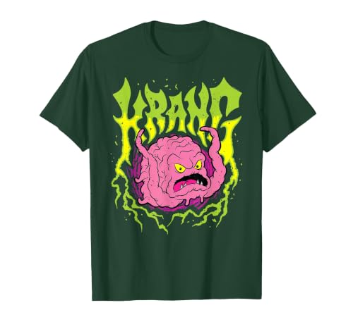 TMNT Heavy Metal Krang Retro Cartoon T-Shirt, Men, Dark Green, Large