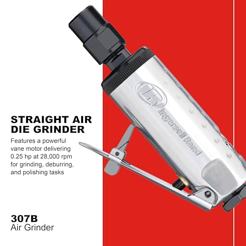 Image of Ingersoll Rand 307B 1 /4 inch Air Die Grinder, Straight, 28,000 RPM, 0.25 HP, Ball Bearing Construction, Safety Lock, Aluminum Housing, Lightweight Power Tool