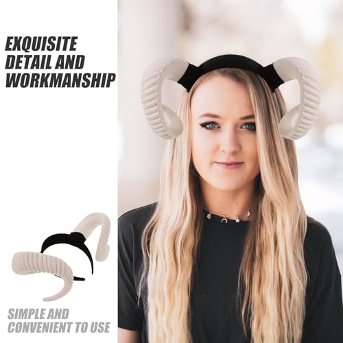 Cornes d'antilope Healvian avec oreilles de mouton pour coiffe de diable rétro - 3