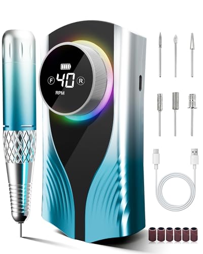 Taladro de uñas profesional de 45000 rpm con pantalla LED y batería recargable de 3600 mAh