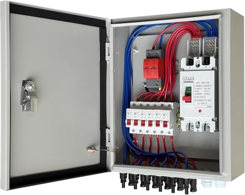 Solar Combiner Box 6 Strings 150A DC Main Circuit Breaker with Power Surge and 25A Circuit Breaker This PV Combiner Box is Suitable for On/Off-Grid Solar Power