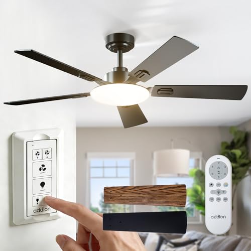 addlon Ceiling Fans with Lights, 52 inch Black Ceiling fan with Light and Remote Control,...