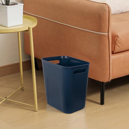 Image of UUJOLY Plastic Small Trash Can Wastebasket, Garbage Container Basket for Bathrooms, Laundry Room, Kitchens, Offices, Kids Rooms, Dorms, 3.5 Gallon, Navy Blue, 2 Pack
