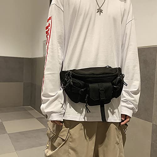 Harajuku Japanese Canvas Straddle Bag Casual Cool Girl Shoulder Bag Soft Student Large Capacity Couple Bag (black)4