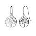 Árbol de la Vida Pendiente Aretes para Mujer de Plata de Ley 925 Chapada Oro Blanco