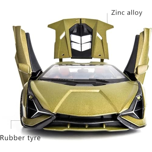 Image of New 1:24 Sian Diecast Alloy Metal Pull Back Car with Openable Doors Music Sound and Light Vehicle Toy Car for Kids Boys (Multicolor)