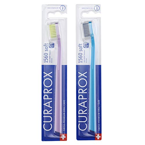 CURAPROX CS1560 Handzahnbürste soft, 2 Stück, (farblich sortiert, Farbe nicht wählbar), weiche Zahnbürste, toothbrush