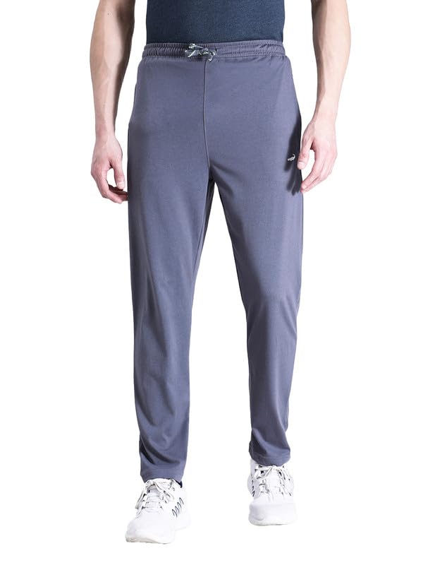 Image of CROCODILE Men Solid Regular Fit Track Pant | Mid Rise | Drawstring Waist | Regular Length | Casual Sports Lounge Bottomwear Jet Black