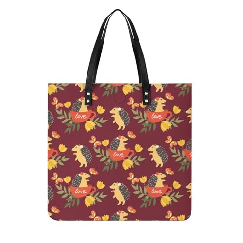 Grand sac à main hérissons rouges, tote bag femme et sac à bandoulière de voyage pratique