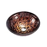  LWX Lavabo-Vasque Artistique Rond Marron, Salle De Bain Au-Dessus du Comptoir Vasque Vasque Lavabo, Lavabo De Salle De Bain en Verre Trempé Poli,A
