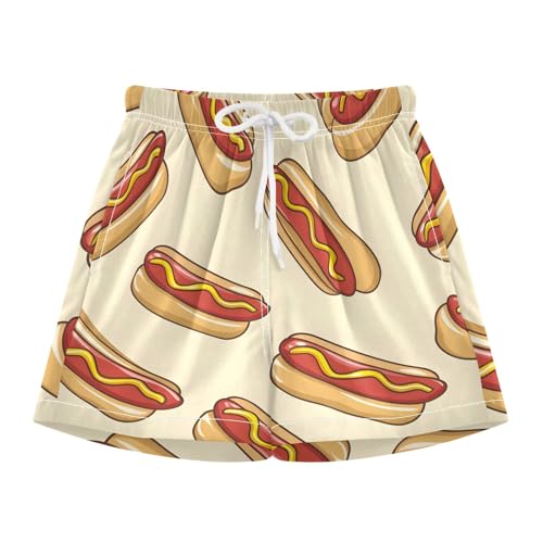 Bolaz Toddler Boys Swimwear Swim Trunks with Compression Liner 4T Cartoony Hotdog
