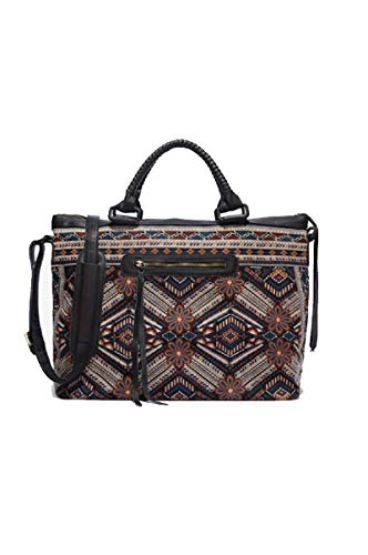 3J Workshop by Johnny Was Women's Embroidered Duffle Bag with Leather Handles, Black, O/S