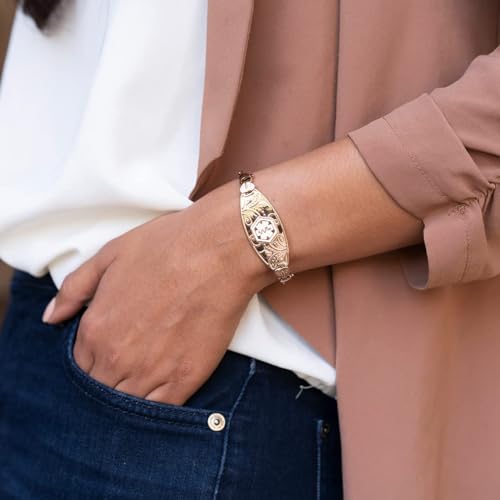 Divoti Medical Alert ID Bracelet for Women | Custom Engraved PVD Gold Filigree ID Tag with Inter-Mesh Chain | Hypoallergenic Adjustable Lobster Clasp | Emergency Identification Jewelry4