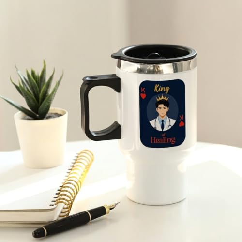 Image of IGP Personalized King of Healing Travel Mug | Same Day Delivery | Custom Photo | 400ml Coffee Mug | Lid & Handle | Doctor Appreciation Present