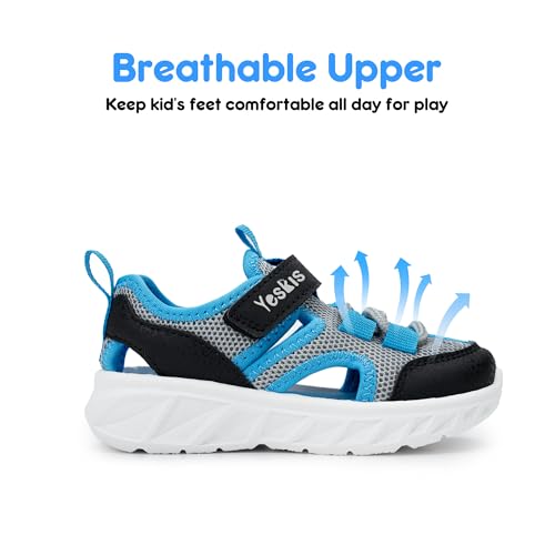 Image of YESKIS Toddler Boys Girls Sport Sandals Outdoor Athletic Hiking Running Tennis Barefoot Shoes Lightweight Closed Toe Adjustable Strap for Toddler and Little Kids