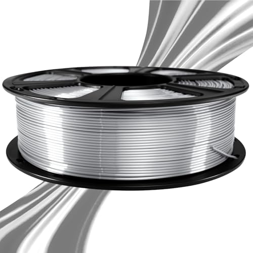 Image of GEEETECH 2KG Silk Silver PLA Filament 1.75mm, 3D Printer Shiny Silk Filament,1kg Spool (2.2lbs), Dimensional Accuracy + /- 0.02mm, Fit Most FDM Printer (Silk Silver)