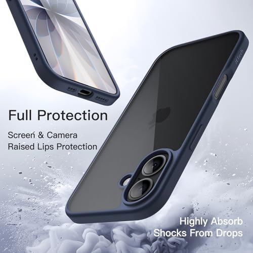 Image of JETech Case for iPhone 17 6.3-Inch, Shockproof Phone Bumper Cover, Solid Color Matte TPU Frame, Anti-Scratch Clear Back (Storm Blue)
