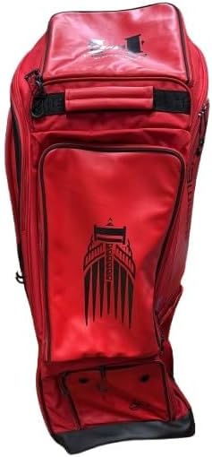Hammer Black Edition Duffle Wheelie Cricket Bag -Red | 210L Large Capacity | 2100D Polyester | Heavy-Duty Tractor Wheels | Adult Cricket Gear Bag